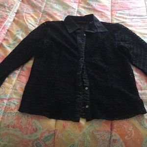 Kenneth Cole black long sleeve top-see through